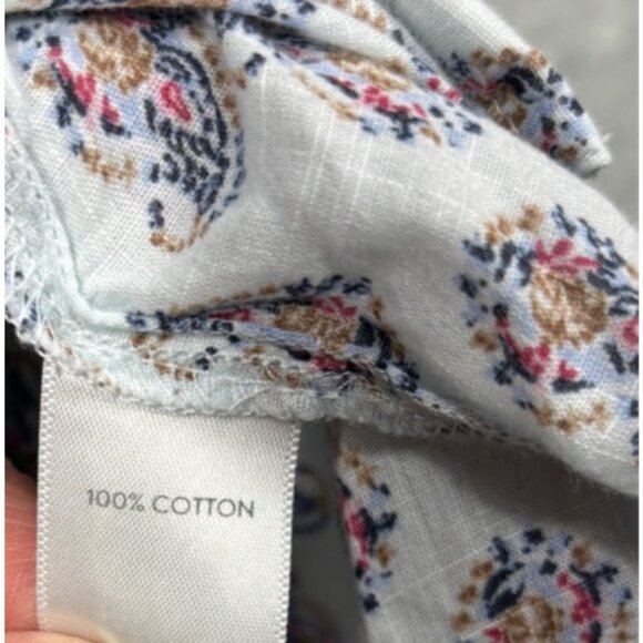 J. Jill Womens White Paisley Print Button-Front Cotton Blouse Size L - Picture 5 of 7